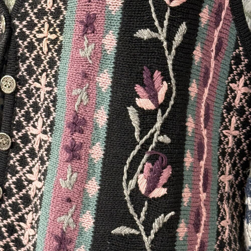 Vtg 90s Floral Embroidered Sweater Vest Cottage Fairy Grunge Witchy Whimsigoth L - Picture 5 of 9